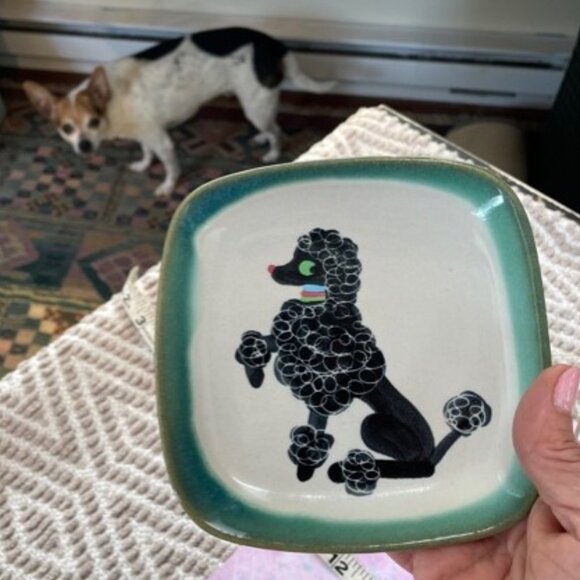 Cute! Vintage Poodle Pottery Bread/Dessert Plate - Picture 8 of 9